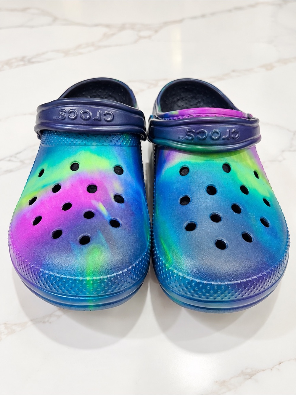 CROCS Tie-Dye Clog in Blue, Purple, Green